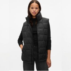 The Gap Recycled Lightweight Quilted Puff Vest Collar Black Extra Small